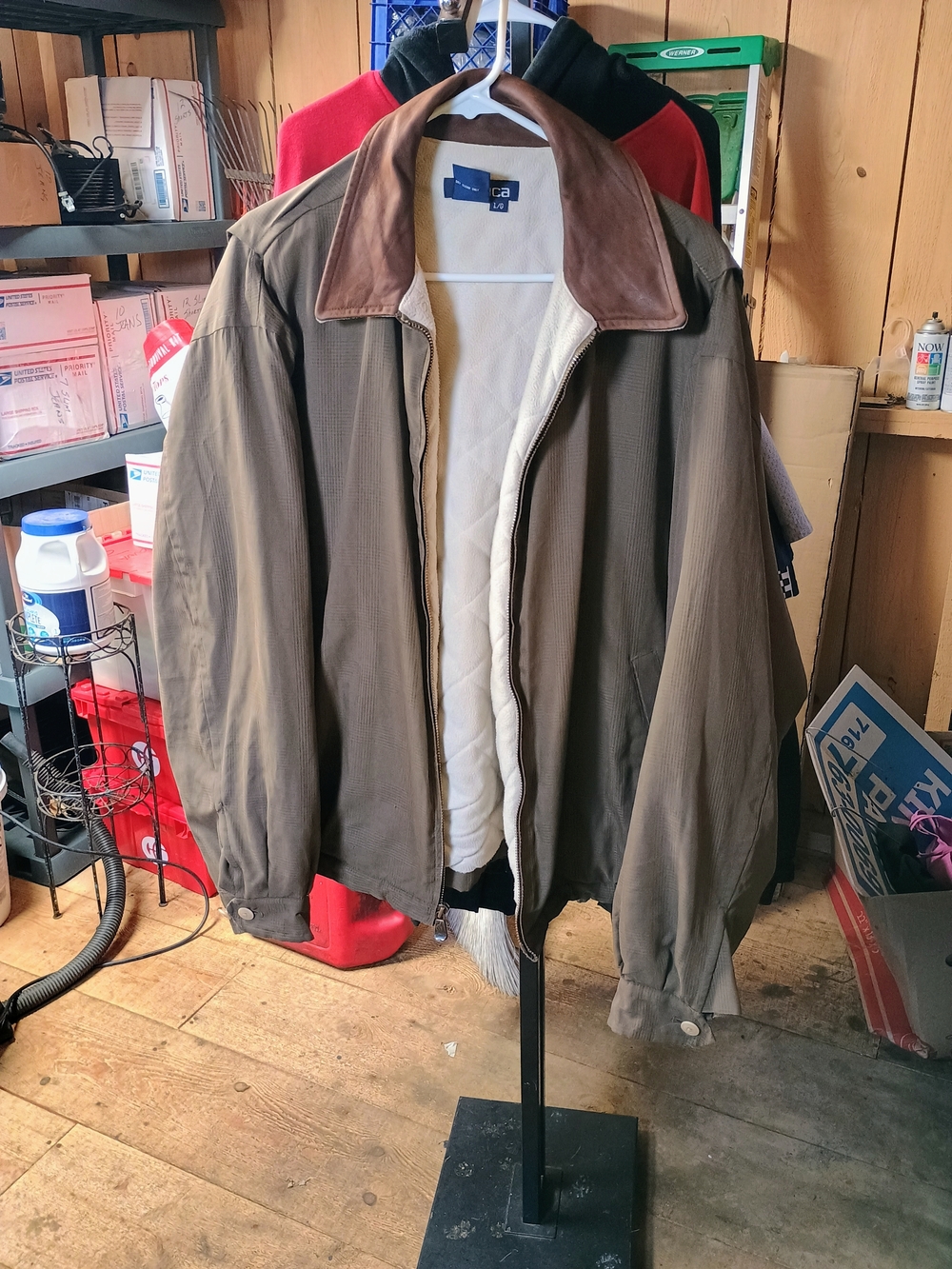 Nautica Olive Brown Jacket with Suede Collar Bin 6